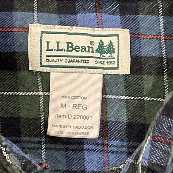 Vintage L.L Bean Mens Shirt Medium Flannel Plaid Button Up Work Outdoors Cotton - Picture 5 of 7
